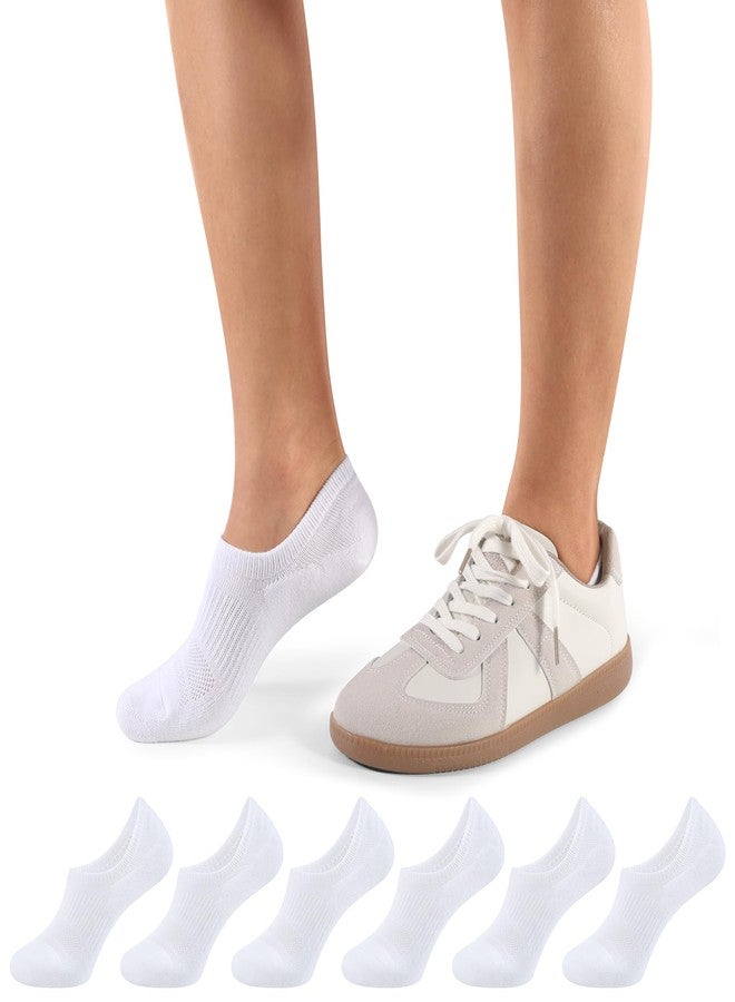 CLOSEMATE No Show Ankle Socks for Women Cushioned Low Cut Non Slip with Silicone Grips 6 Pairs(6White, Size S) - Image 1